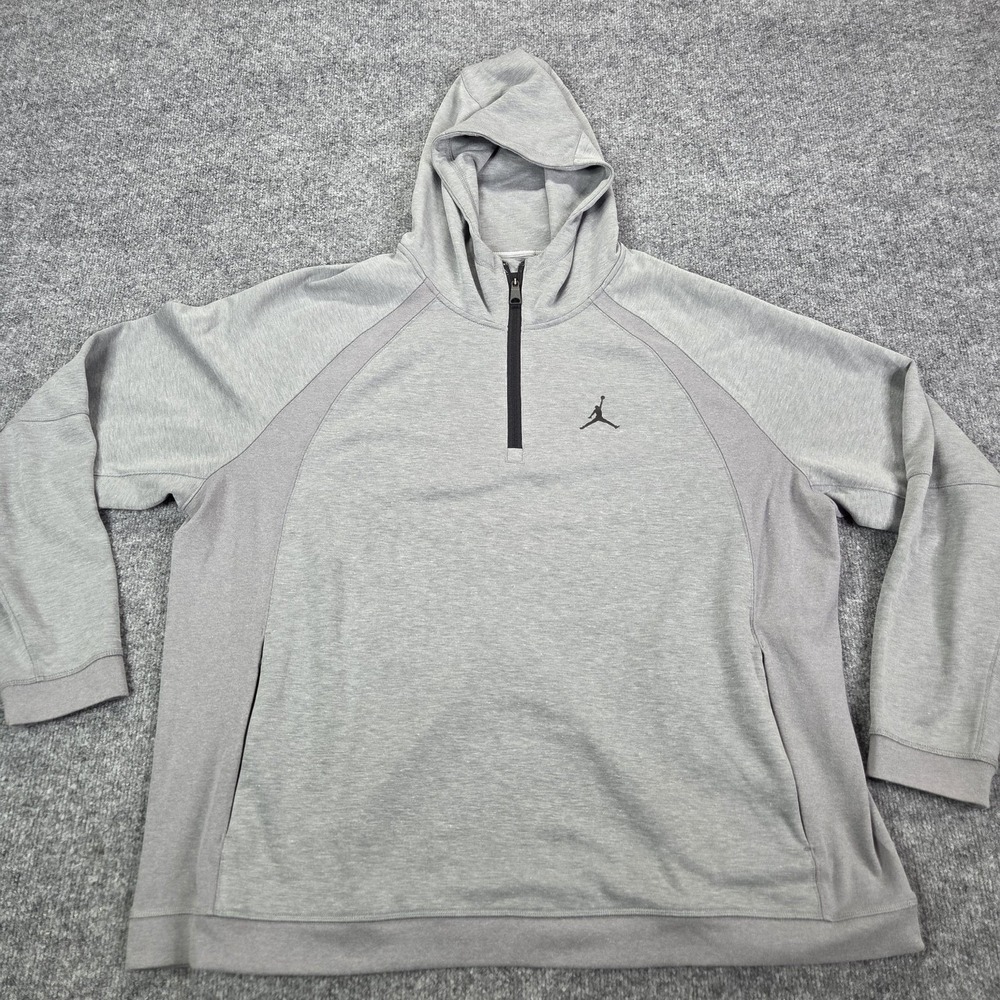 Jordan Hoodie Mens 3XL Gray 1/4 Zip Dri-FIT Pullover Athletic Logo DV1245-091